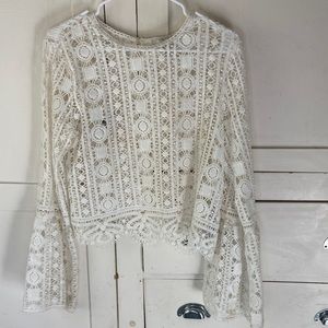 Eyelet top with bell sleeve size m forever 21